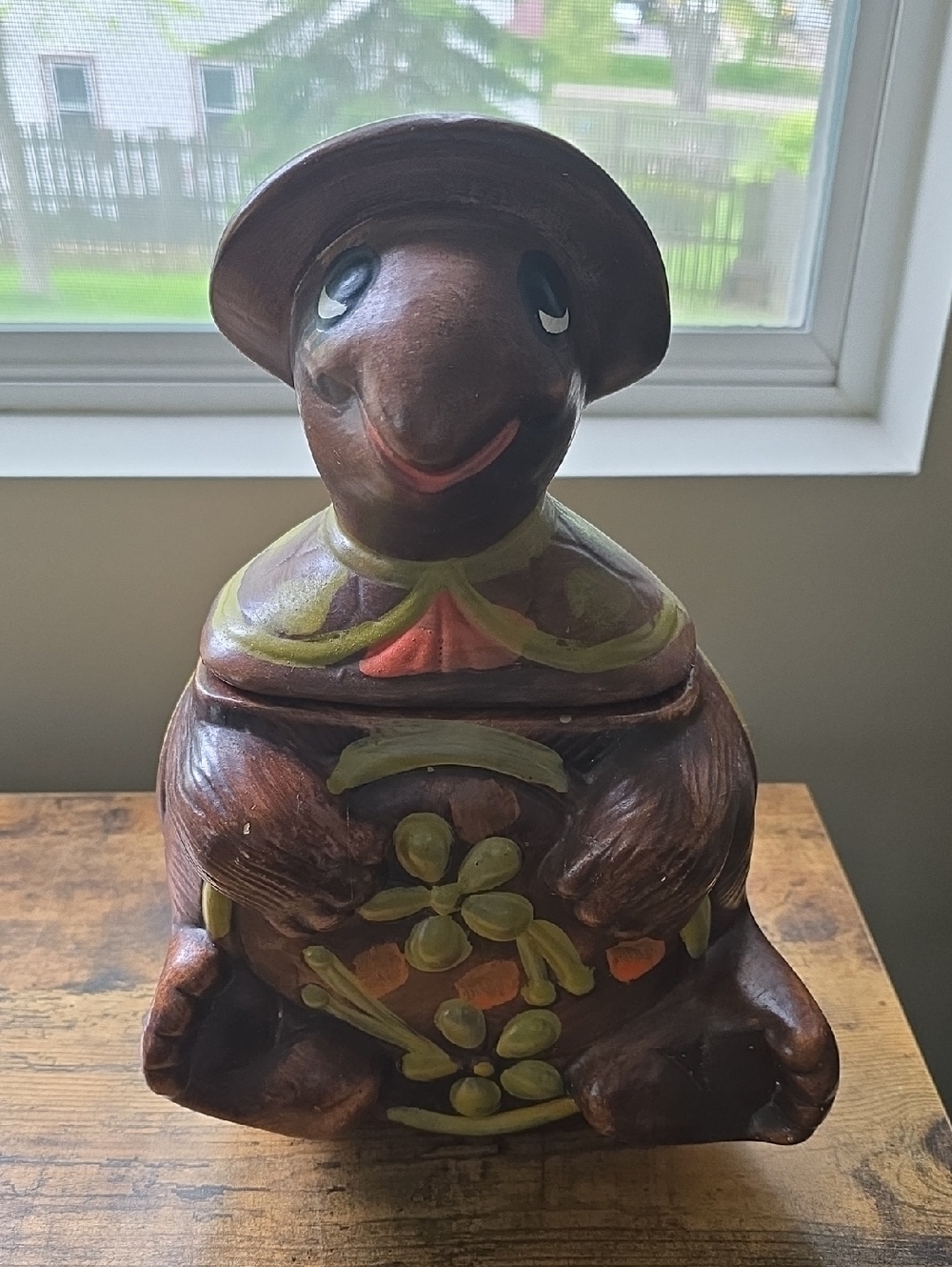 Hand-Painted Vintage Ceramic Turtle Cookie Jar